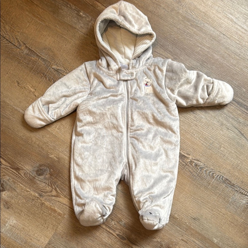 Child of Mine Gray Hooded Insulated Footie puppy dog feet